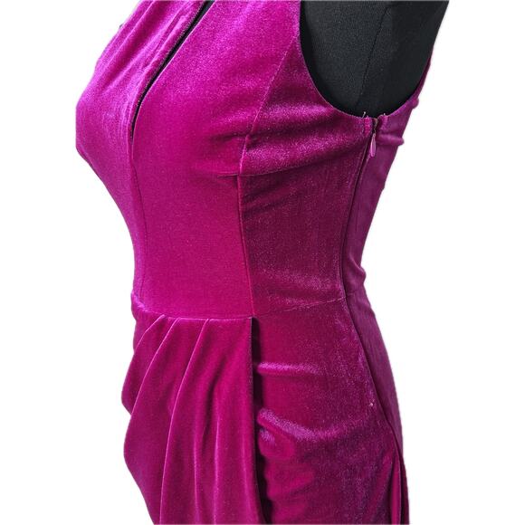 Lulus Impressive Essence Magenta Velvet One-Shoulder Cutout Midi Dress Small - Picture 6 of 16